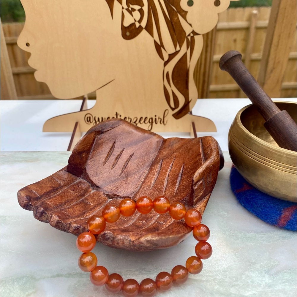 Genuine Carnelian Agate Vitality Stone Beaded Gemstone Stretch Bracelet – 10mm